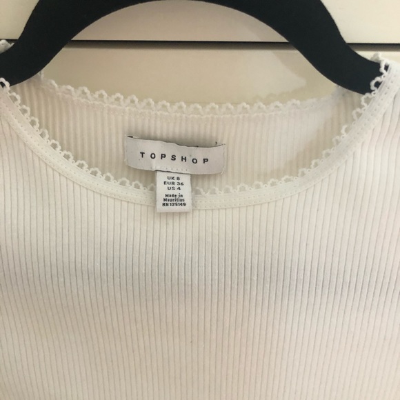 TOPSHOP White Short Sleeve Ribbed Top - Picture 5 of 5